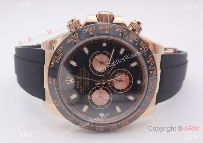 Copy Rolex Daytona 116515LN Rose Gold Rubber Strap Watch